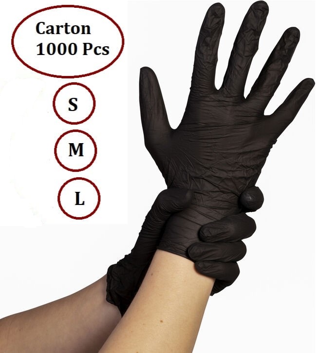 Carton de 1000 gants nitrile non stérile Noir taille S
