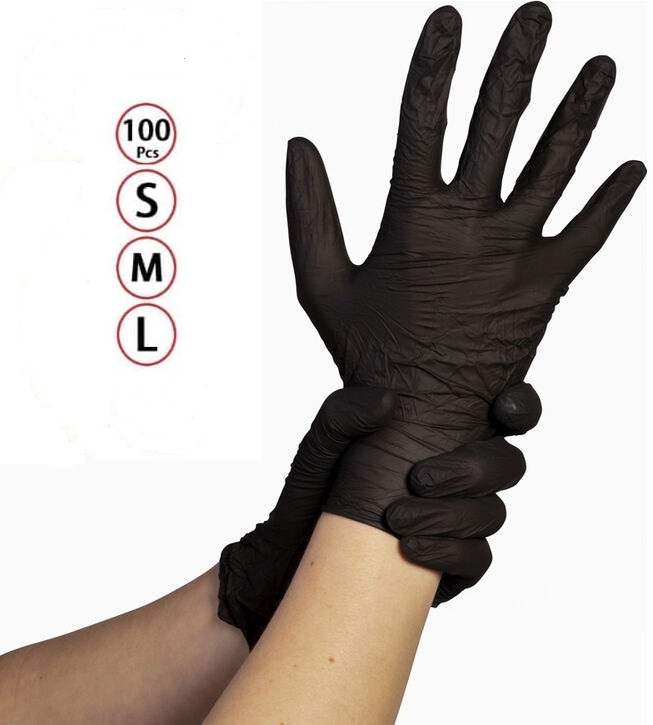 Paquet de 100 gants nitrile Noir non stérile Taille S